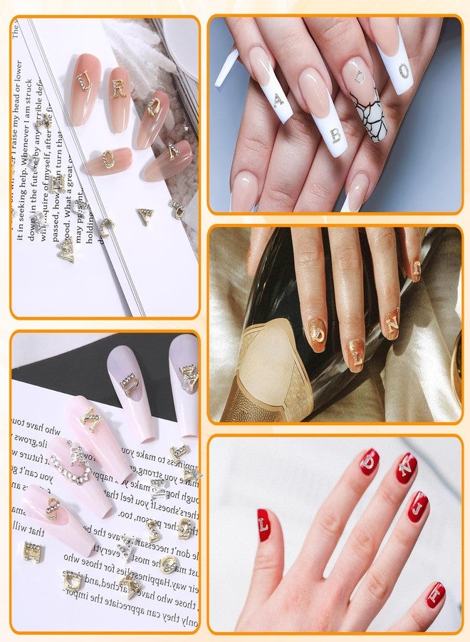 Eldraqth 52pcs Rhinestone Letters Nail Studs 3D Gold Letters Nail Charms Gems Alphabet Nail Studs Alloy Letters Nailes Decoration Capital Nails Charms Acrylic Nails Decoration Supplies for Girls Making Craft - Image 5